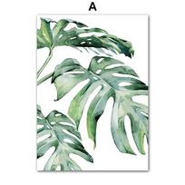 Drobės tapyba Pavasario žalia Akvarelė Augalo lapai Palmė Skandinaviški plakatai ir spaudiniai Namų sienų meno paveikslai Svetainės dekoras 21X30cm No Frame