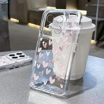 Skirtas Xiaomi 13t 11t Poco X6 X5 Pro Redmi Note 13 12 11 Pro Love Hearts raštuotas smūgiams atsparus skaidrus minkštas objektyvo apsaugos dėklo dangtelis Redmi K70E rožinė