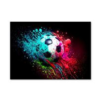Abstraktūs spalvingi futbolo liepsnos plakatai ir drobės tapybos sienos meno paveikslai svetainei, namų dekoravimui, dovanai 21x30cm No Framed blue