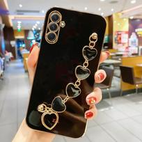 „Samsung Galaxy A15 4G A25 A35 A55 5G A05S Luxury Plating Love Heart“ apyrankės grandinės dėklas ant 15 25 35 55 05 minkšto galinio dangtelio A55 5G
