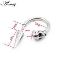 Alisouy 1PC Stainless Steel Skull Dragon Hand Spike Rivet Women Men Ear Stud Earrings Cartilage Tragus Helix Pierceing Jewelry 1.2x6mm