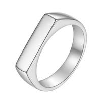 Vintažinis unisex žiedas, vienos spalvos, poliruoto titano plieno, plokščio paviršiaus, paprasto stiliaus, blizgus, įvairių dydžių, nerūdijantis, lengvas, papuošalas pirštui US 7 sidabras
