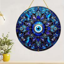 Žavingas Apsauginis Akis medinis Apvalus Ženklas namų svetainės dekorui, Vitražo pakabukas, Sienos meno ornamentas, Dovana 20cm*20cm