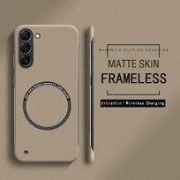 Berėmelis Magnetinis Plonas Dėklas Magsafe Samsung Galaxy S23 FE S24 S25 Ultra Plus Belaidis Krovimas Kietas PC Matinis Galinis Dangtelis for S25 ruda