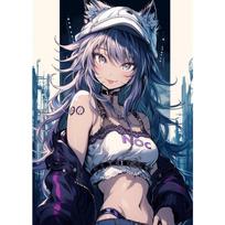 Cute Anime Girl Cat Ear Cool Girl Sexy Modern Fashion Poster Canvas Paintings Wall Art Pictures Playroom Home Decor 21cm×30cm NoFrame