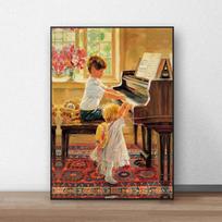 Vintažinis Klasikinis Sienų Meno Plakatas Vaikai Grojantys Pianinu Sieninis Piešinys Modernus Namų Dekoras Drobės Paveikslai Spaudiniai Svetainės Dekoravimas 21cm×30cm NoFrame