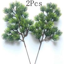 34cm Dirbtinė Pušies Žalia Šaka Realistiška Plastikinė Netikra Pušis Vakarėliui Vestuvėms Namų Kambario Kalėdinei Dekoracijai Dirbtinis Augalas 34x17cm-2 PCS šviesiai žalios spalvos
