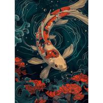 Japoniški spalvingi karpiai Koi žuvų plakatai ir spaudiniai Drobės spausdinimas Retro sienos meno paveikslas svetainei namų dekoravimui dovanoms 21cm×30cm NoFrame