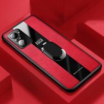 Ring Holder Leather Case For Xiaomi Mi 12 Pro 12X 12S Ultra 12T Pro Cover Silicone Phone Case For Poco X3 F5 Pro F3 F4 X4 GT Mi 12 raudona