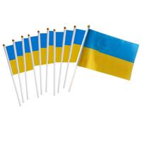 10 vnt. Ukrainos vėliava - Rankose laikomos vėliavėlės Ukrainos vėliavos ant pagaliuko, Festivalių paradams, Dekoracijoms, Vakarėlių reikmenys, Atsparios blukimui ir spalvoms One Size