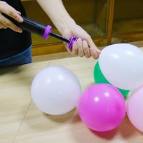 Balloon Pump Handheld Two Way Dual Action Air Pump Portable Manual Balloon Inflator Pump Black & Purple