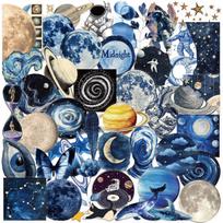 50 Sheets Azure Sky Waterproof PET Transparent Stickers for Phones, Water Cups, Laptops, and Notebooks.