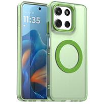 Magnetic Wireless Charging Case For Motorola Moto G56 G86 Cover Candy Colors Transparent Shell Fundas Coque Motorola Moto G56 žalia