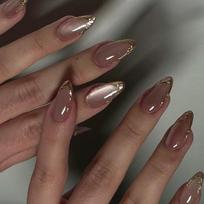 Almond Press on Nail Cats Eye Fake Nail Glitters Designs Full Cover Glues on Nail Glossy Acrylic Nail Artificial Nail 1