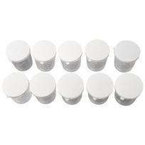 10 vnt. 100 ml skaidri medicininės dozavimo/matavimo taurelės su dangteliais, plastikinės taurelės white