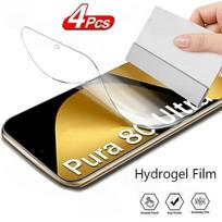 4Pcs HD Hydrogel Film For Huawei Pura 70 80 Pro Ultra For Huawei P50 P60 P40 Mate 80 70 60 50 40 Protective Film Water-Resistant HD Hydrogel film&Huawei Pura 70 balta