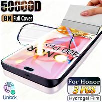 3 vnt. hidrogelio plėvelė Honor 400 Pro 300 200 Lite X8A X9A X7A X8B X7B Magic 8 Lite 6 7 Pro pilnos apsaugos ekrano apsauga, minkšta plėvelė Honor 400 Pro (Global) balta