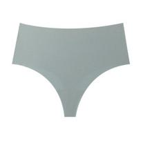 Women High Waisted Seamless Thongs Breathable Tummy Control Solid Color Panties Stretch Ladies Ice Silk Brief Underwear Underpants S šviesiai pilka spalva