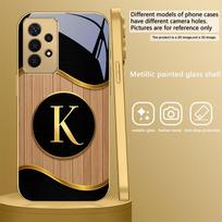 Luxurious emblem letters For Samsung A 31 32 A33 A34 35 14 A15 13 16 25 26 50 52 53 54 55 56 70 71 72 73 Golden glass phone case Galaxy A21s
