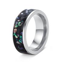 8mm Opal Titanium Steel Ring - Galaxy Series Starry Sky Design for Men and Women Size 8 sidabras