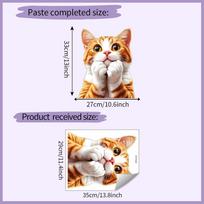 Self Adhesive Cartoon Kitten Wall Stickers for Kitchen Fridge Wardrobe Peel and Stick Removable Waterproof 29x35cm įvairiaspalvis