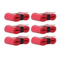 6Pcs 110CM Badminton Racket Grip Tape Anti-slip Sweat Absorbing Shock-proof Elastic Multifunction Fishing Rod Tennis Racquet Paddle Overgrip Wrap raudona