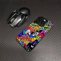 Žaidimo Geometry Dash telefono dėklas, skirtas iPhone 17 16 15 14 13 Pro 12 11 Pro Max PLUS, spalvotas galinis dangtelis iPhone 13
