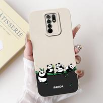 Skirta Xiaomi Redmi 9 dėklas 6.53  Mielas panda avokado kvadratinis silikoninis matinis telefono dėklas, skirtas Xiaomi Redmi 9 Prime Poco M2 Redmi9 Funda Redmi 9