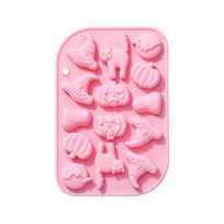 Silicone Chocolate Fondant Decorations Molds Pumpkin Bat Halloween Baking Mold Reusable Candy Trays Silicone Molds rožinė