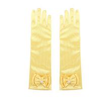 1 pora Vaikų Performance Pirštinės Faux Pearl Bow Decor Vienspalviai Pirštai Satininiai Gėlių mergaičių pirštinės Princesės stiliaus Cosplay pirštinės