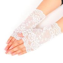 Gloves Hollow Women Mittens Half Finger Gloves Fingerless Gloves Lace Flower Gloves juoda