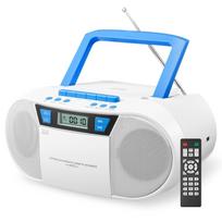 Retro Boombox, Portable CD Cassette Player with Bluetooth, FM Radio, USB AUX Playback, Remote Control, Dual Power Supply Stereo Speaker UK Plug balta