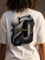 Neymar 10 Graphic Tee, Abstract Football Legend Shirt, Soccer Fan Back Print T-shirt, Vintage Streetwear Graphic Top, Neymar Inspired Gift 4XL