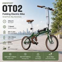 ONESPORT OT02 Pro 250W36V5.2Ah Battery 25km Range Torque Sensor Fenders & LCD Display OT02-RD-250W36V5.2Ah-YY