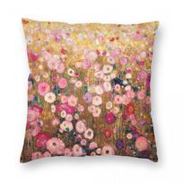 Gustav Klimt Pink Flower Garden Pillowcase Polyester Linen Velvet Pattern Decorative Pillow Home Cushion Cover Wholesale x 30x30cm beige