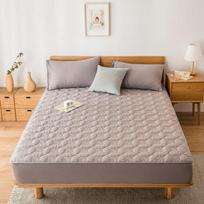 Grace Muji-style Quilted Washed Cotton Fitted Sheet 180cmx200cm pilka