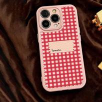 ins red plaid applies to Apple 16/17Promax mobile phone case IP15 drum bag air cushion 14plus new 13 soft IPhone17ProMax