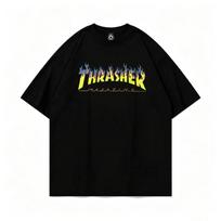 2024 Summer Thrasher Skateboard Magazine Letter Print T-Shirt Men Women Oversized Cotton Short Sleeve Casual Streetwear Tee Top M