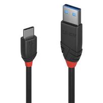 USB Kabelis - LINDY Black Line USB 3.2 Type A į C Laidas, M/M, 10Gbps, 15W, 0.15 m, Juodas