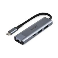USB Hub - LINDY USB 3.2 Gen 2 Type C Hub, 3 Prievadai ir Gigabit Ethernet