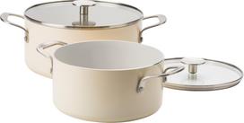 Kitchenaid - Coloured Aluminum Casserole with Lid - Almond Cream - 24 cm