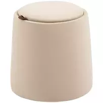 Apvalus pufas su daiktadėže, smėlio spalvos, Ø44cmx47,5cm