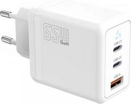 TB Charger 2x USB C + USB A Power Delivery white, GaN 65W