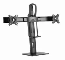 Gembird MS-D2-01 Dvigubas monitoriaus stalinis stovas, reguliuojamo aukščio, juodas