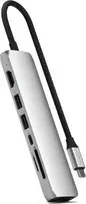 Satechi 7-w-1 USB-C Slim Multiport Adapter Ethernet (USB-C PD, 2x USB-A, HDMI 4K, Ethernet, czytnik kart micro/SD) (srebrny)