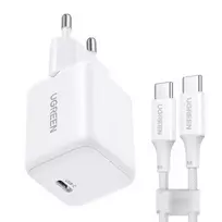 UGREEN X513 30 W GAN 1X USB-C MAITINIMO ADAPTERIS + 1 M USB-C KABELIS – BALTA