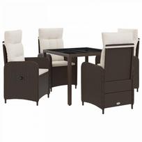 Lauko valgomojo komplektas 5 pcs Ruda ir Kremavimo Balta