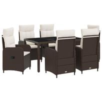 Lauko valgomojo komplektas 7 pcs Ruda ir Kremavimo Balta