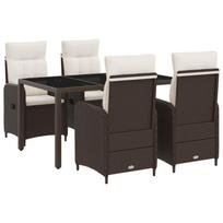 Lauko valgomojo komplektas 5 pcs Ruda ir Kremavimo Balta