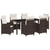 Lauko valgomojo komplektas 7 pcs Ruda ir Kremavimo Balta